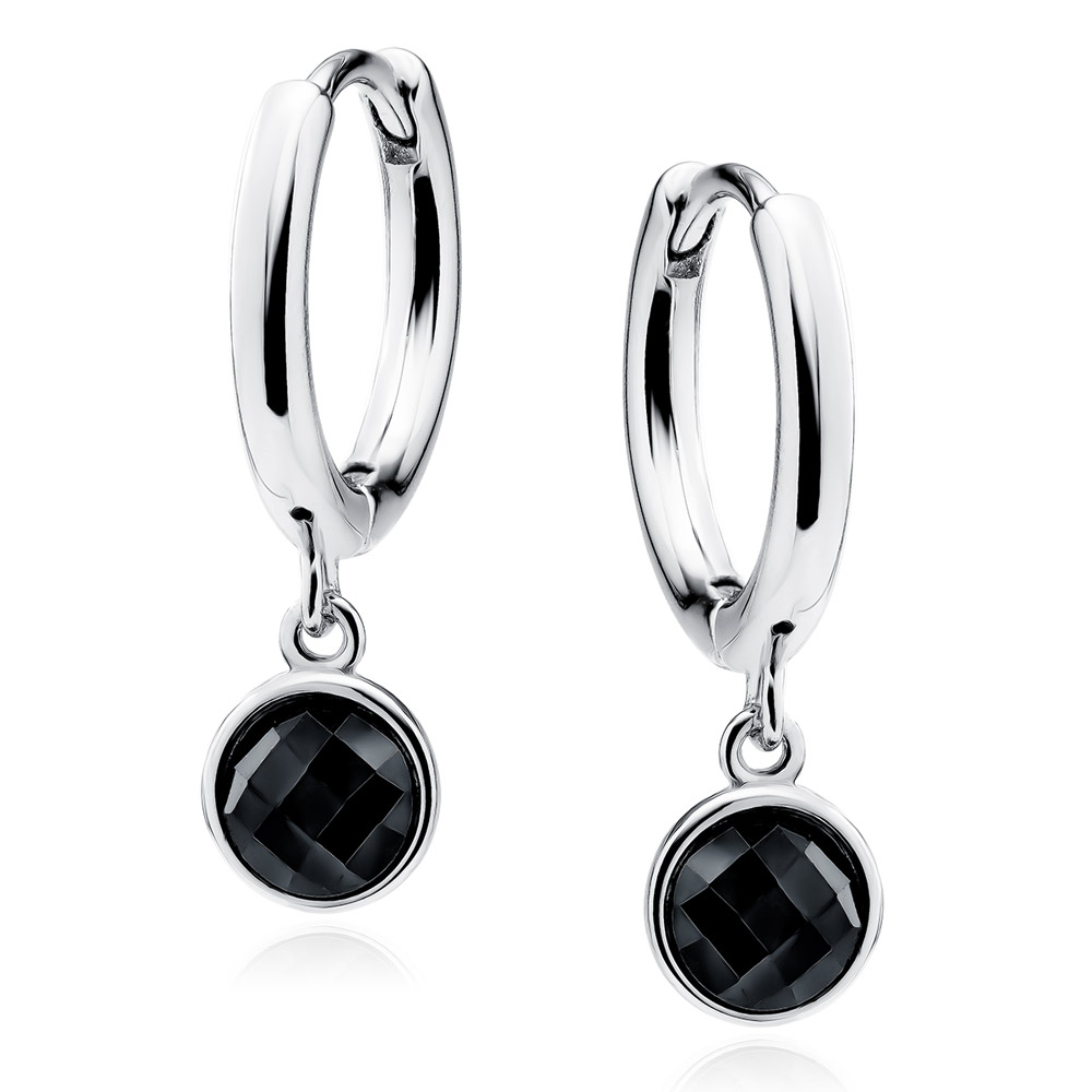 Cercei rotunzi argint Ø14mm cu pietre negre DiAmanti Z2202DER_B-DIA Cercei rotunzi argint Ø14mm cu pietre negre DiAmanti Z2202DER_B-DIA